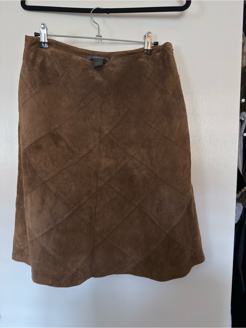 Liz Claiborne Brown Suede Patchwork A-Line Skirt